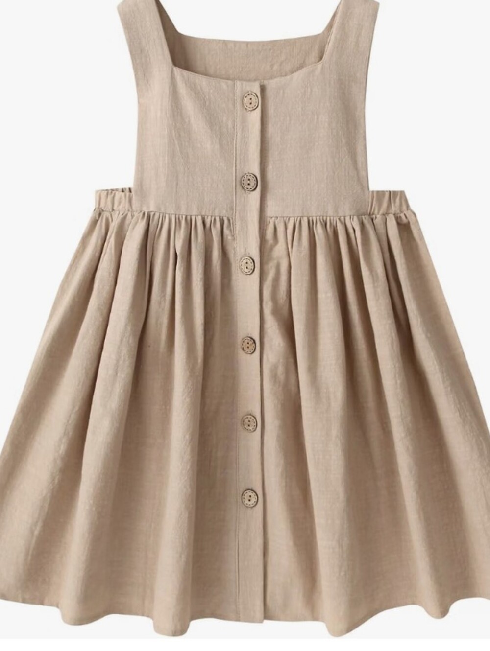 Girls Beige Button-Front Sundress